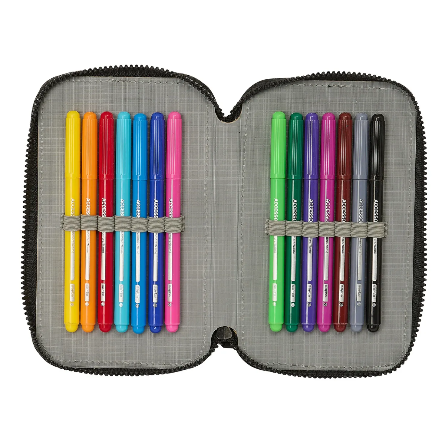 SAFTA S.A. Back To School | Stationery^Double Filled Pencil Case White/Black Real Madrid