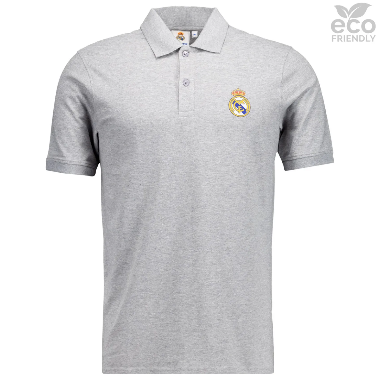 OSDM Polos^Mens ECO Essentials Real Madrid Color Crest Polo Light Grey