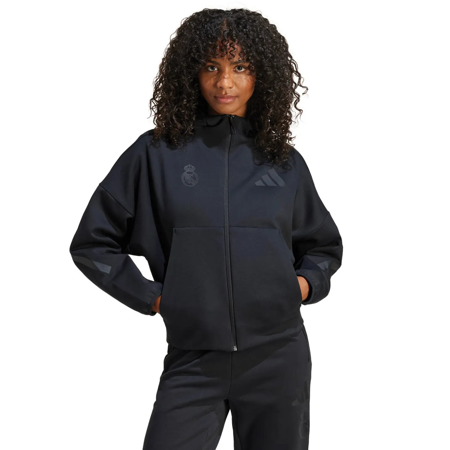 Adidas España, S.A.U Tracksuits | Jackets^Womens adidas Real Urban Full Zip Hoodie Black